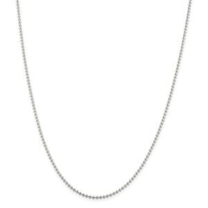 2mm Sterling Silver, Solid Beaded Chain Necklace, 18 Inch